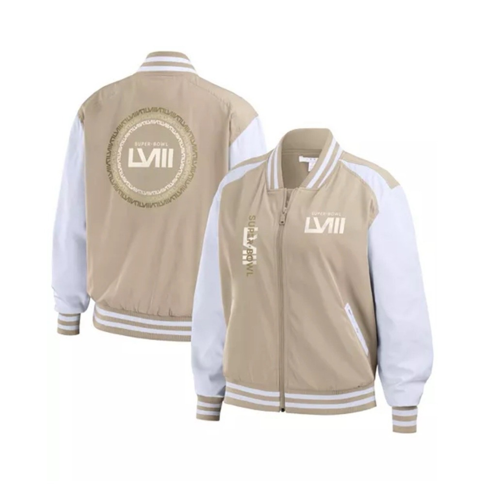 Women's Tan Super Bowl LVIII Tonal Full-Zip Jacket WEAR by Erin Andrews M Nevada